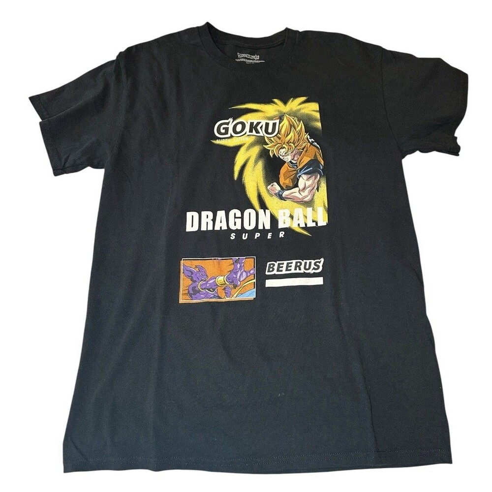 Dragon Ball Super Goku vs Beerus Anime T-Shirt Size Medium Black Graphic Tee